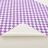 クラシック紫と白のパタ市松模様にーン シェルパブランケット (3/4)