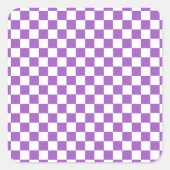 クラシック紫と白のパタ市松模様にーン スクエアシール (正面)