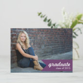 クラシック紫の卒業発表 – 招待状 (スタンド正面)