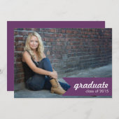 クラシック紫の卒業発表 – 招待状 (正面/裏面)