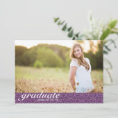 クラシック紫の卒業発表 – 招待状 (スタンド正面)