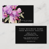 クラシック紫の蘭ブラックビジネスカード 名刺 (正面/裏面)