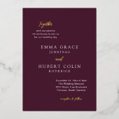 クラシック紫エレガントな結婚式 箔招待状 (正面)