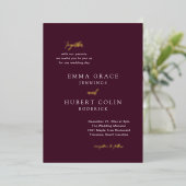 クラシック紫エレガントな結婚式 箔招待状 (立ち正面)