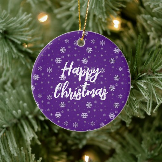クラシック紫エレガント白雪片クリスマス セラミックオーナメント (ツリー)