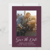クラシック紫フォトエレガントな結婚式 セーブザデート (正面)