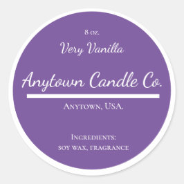 クラシック紫色と白のキャンドル瓶ラベル ラウンドシール