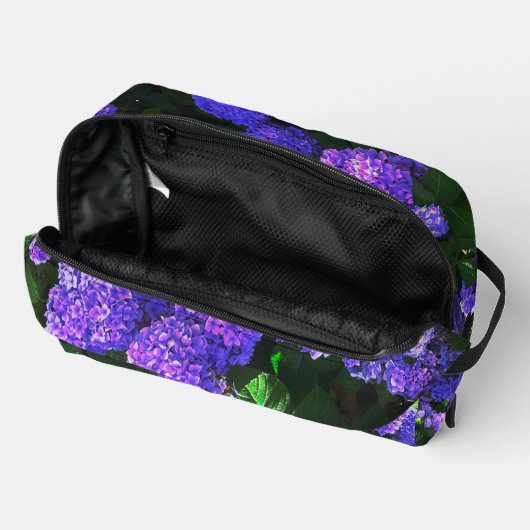 クラシック紫色のリアルあじさいトイレタリーバッグ ドップキット (見開き)