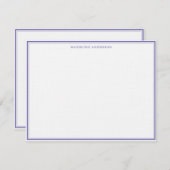 クラシック紫色の厚さと薄い縁ど名前 ノートカード (正面/裏面)