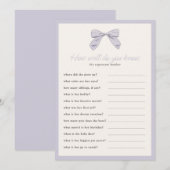 クラシック紫色の弓どのように良く知っているゲームカード 招待状 (正面/裏面)