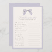 クラシック紫色の弓はゲストシャワーゲームカードを見つける 招待状 (正面/裏面)