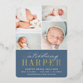 クラシック紹介ホイル写真誕生のお知らせ 箔招待状 (正面)