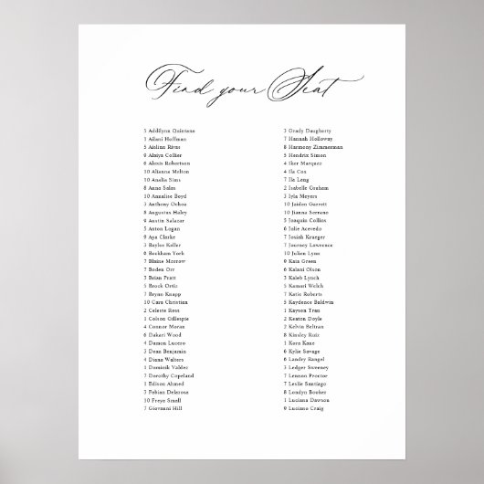 クラシック結婚のサイン席の座席表を見つける ポスター (正面)