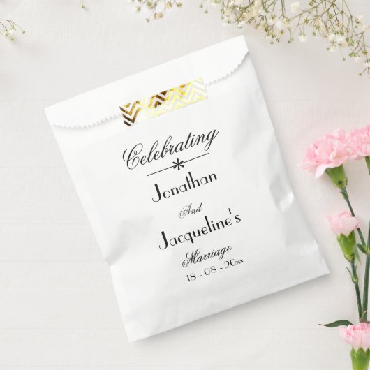 クラシック結婚のスクリプト名エレガント白 フェイバーバッグ (封をした状態)