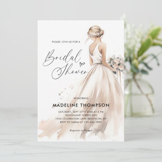 クラシック結婚エレガントブライダルシャワー 招待状 (スタンド正面)