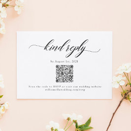 クラシック結婚エレガントScriptのQRコードRSVPカード 出欠カード