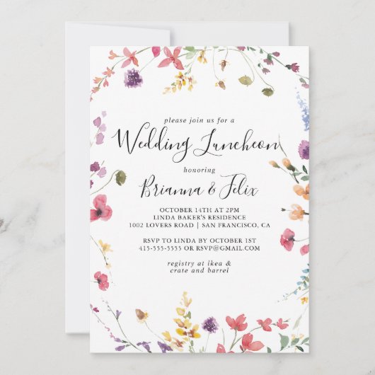 クラシック結婚カラフルブライダルシャワー 招待状 (正面)