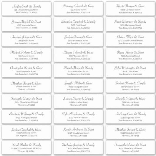 クラシック結婚シンプルScriptのゲスト名のアドレス シール (正面)