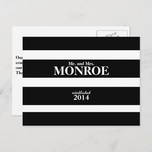 クラシック結婚ストライプの感謝はがき ポストカード (正面/裏面)