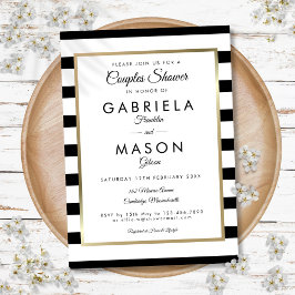 クラシック結婚ストライプカップルのシャワー 招待状
