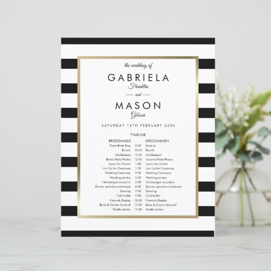 クラシック結婚ストライプスケジュールのタイムライン (スタンド正面)