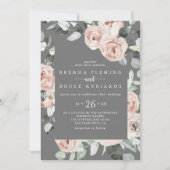 クラシック結婚ピンクローズフローラカジュアルズ 招待状 (正面)