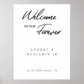 クラシック結婚モダンBlackのWelcome Sign on White ポスター (正面)