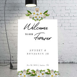 クラシック結婚モダンBlackのWelcome Sign on White ポスター