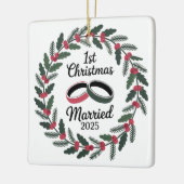 クラシック結婚リングや輪リース | 第1クリスマス セラミックオーナメント (左)