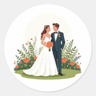 クラシック結婚ロマンスステッカー ラウンドシール