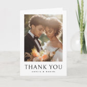 クラシック結婚写真白エレガント折 サンキューカード (正面)