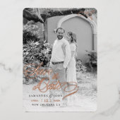 クラシック結婚式の日付の保存 箔招待状 (正面)