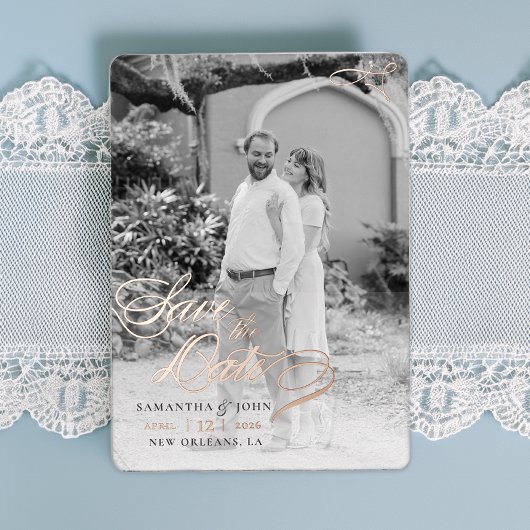 クラシック結婚式の日付の保存 箔招待状