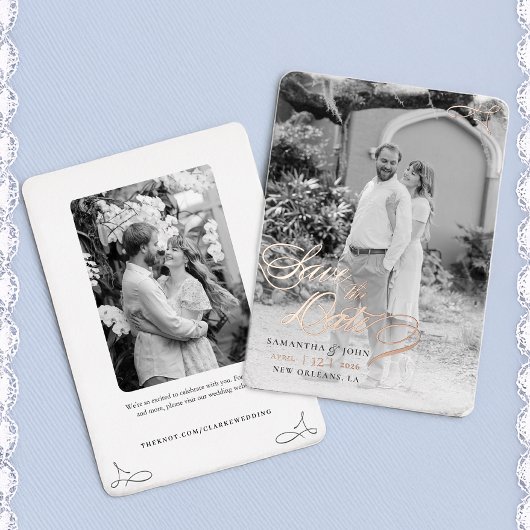 クラシック結婚式の日付の保存 箔招待状