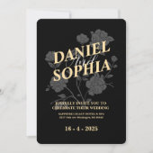 クラシック結婚式招待状ブラック 招待状 (正面)