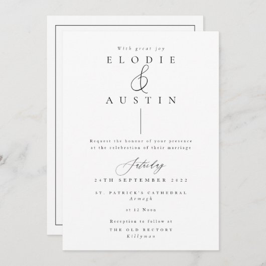 クラシック結婚式招待状 招待状 (正面/裏面)