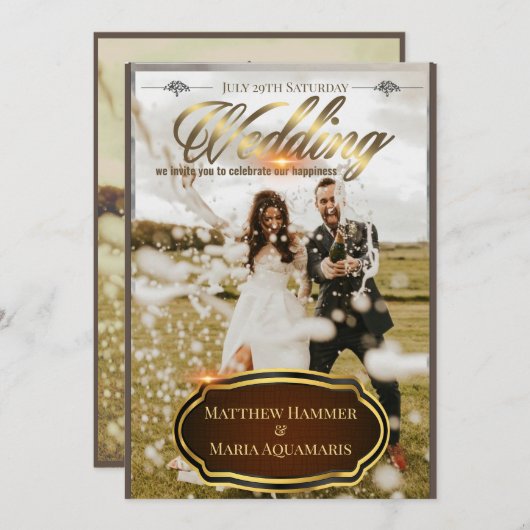 クラシック結婚式招待状 招待状 (正面/裏面)