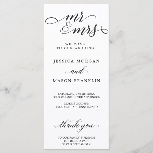 クラシック結婚式 プログラム – ミセス・アンド・ミセス (正面)