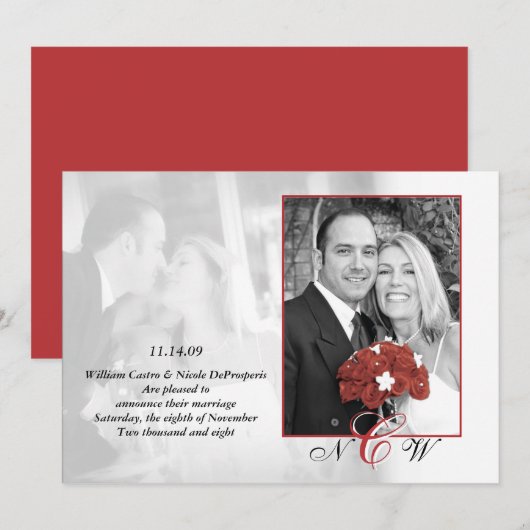 クラシック結婚発表 招待状 (正面/裏面)