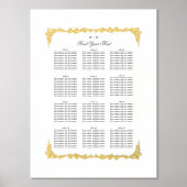 クラシック結婚表グラフ座席計画金ゴールド 箔ポスター (正面)