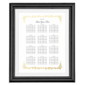 クラシック結婚表グラフ座席計画金ゴールド 箔ポスター