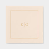 クラシック結婚金ゴールドパーソナライズされた枠 箔ナプキン (正面)