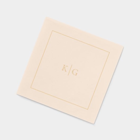 クラシック結婚金ゴールドパーソナライズされた枠 箔ナプキン (左)