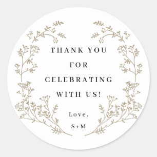 クラシック結婚Laurel Monogram Thank Youリース ラウンドシール