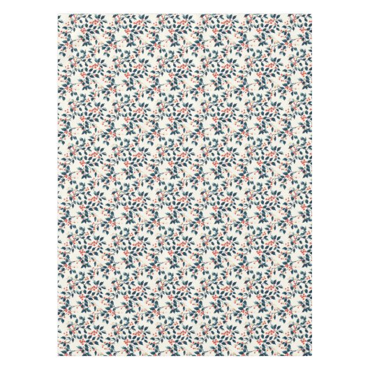 クラシック緑と赤のホリーとベリーのクリスマス テーブルクロス (正面)