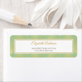 クラシック緑と金ゴールドのジオメトリパターンと名前 ラベル (インサイチュ)