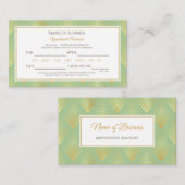 クラシック緑と金ゴールドパターンアポイントメントカード 予約カード (正面/裏面)