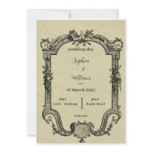 クラシック緑と黒の結婚式招待状
