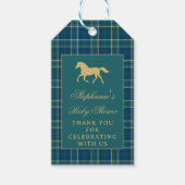 クラシック緑の乗馬馬馬馬馬馬馬馬馬乗馬の赤ちゃんシャワー ギフトタグ (正面)