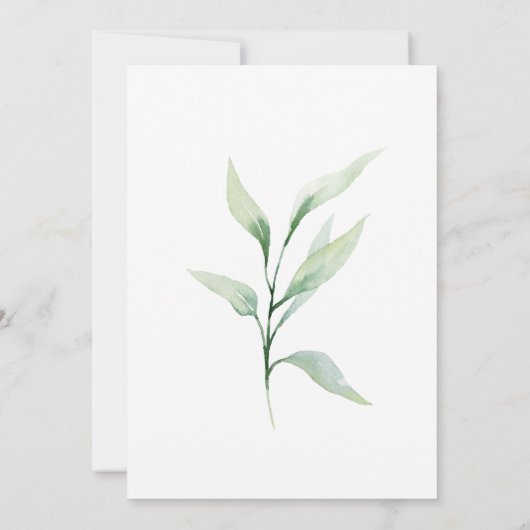 クラシック緑の葉フォーマル日付カレンダの保存 セーブザデート (裏面)